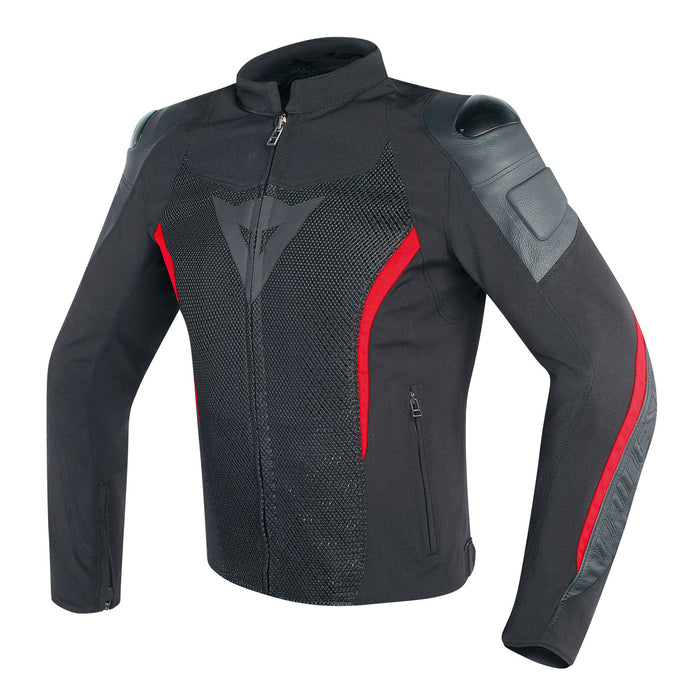 Chamarra para Moto Dainese Mig Leather Tex Negro Rojo