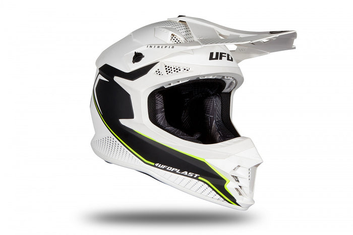 Casco para motocross UFO Plast Intrepid blanco de alto rendimiento