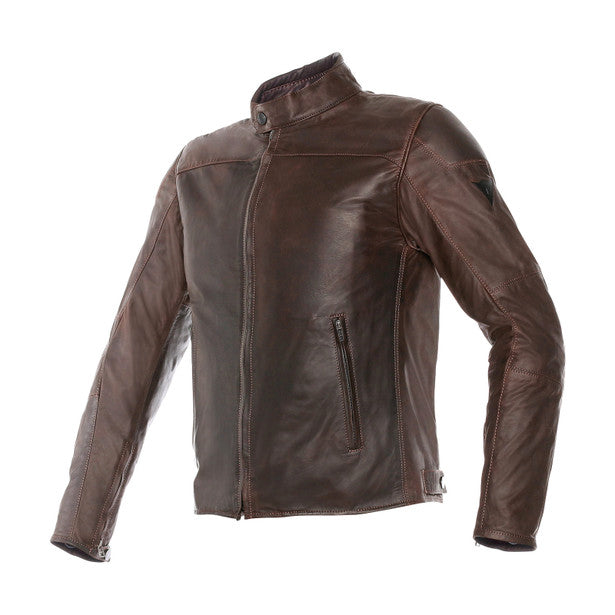 Chamarra para moto Dainese Mike café de cuero premium estilo vintage