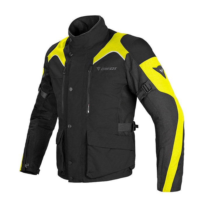 Chamarra para moto Dainese Tempest D-Dry negra amarillo flúor impermeable con protecciones CE