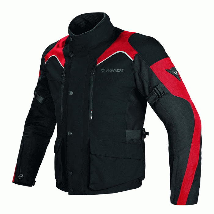 Chamarra para moto Dainese Tempest D-Dry negra rojo impermeable con protecciones