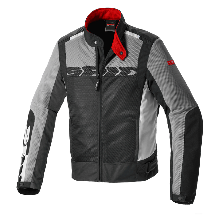 Chamarra para moto Spidi Solar Net Sport negra gris con malla ventilada y protectores