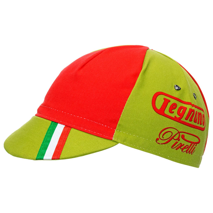 Gorra Gist Equipo Legnano verde con rojo vintage para ciclismo y uso bajo casco