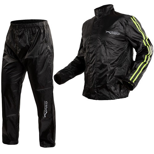 Impermeable Completo A-Pro Shark Fluorescente para motociclista disponible en Ciao Italia México