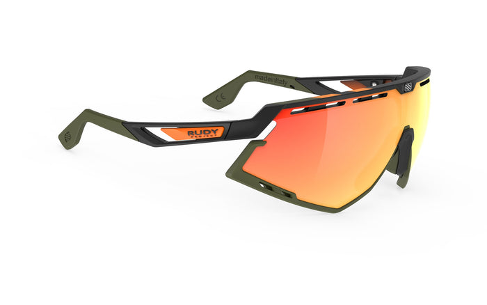 Lentes de ciclismo Rudy Project Defender negro mate con franjas y mica multiláser plateada