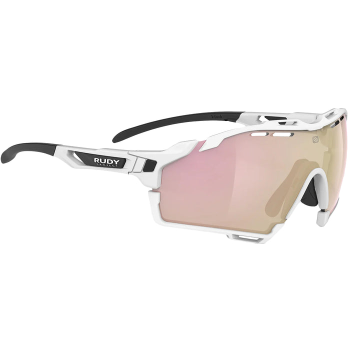 Lentes deportivos Rudy Project Cutline blanco brillante con lente Multilaser Rose Gold para ciclismo de alto rendimiento