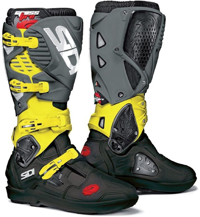Botas para motocross Sidi Crossfire 3 SRS Limited Edition amarillo negro gris vista frontal