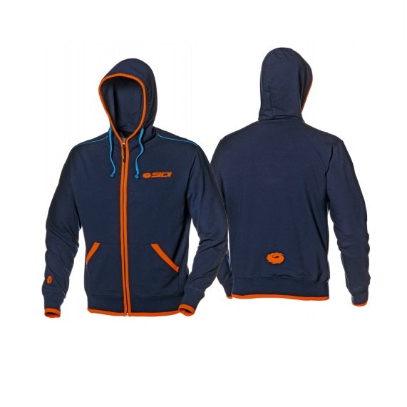Sudadera retro Sidi azul con cremallera frontal completa