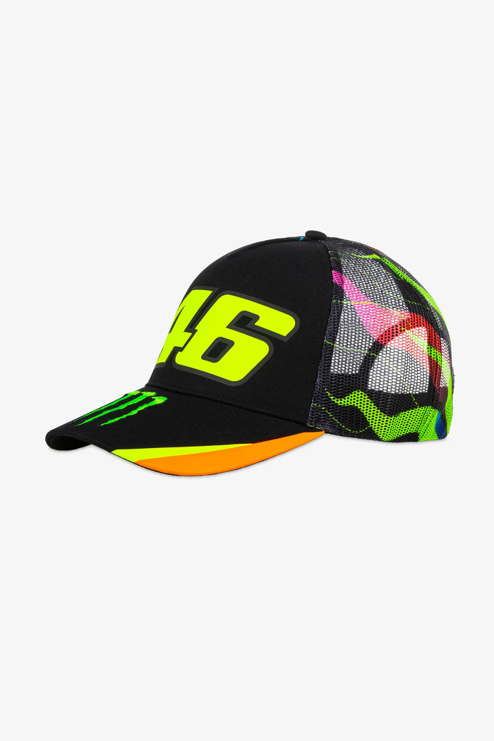 Gorra Trucker VR46 Sole Luna 46 Monster Energy negra vista frontal