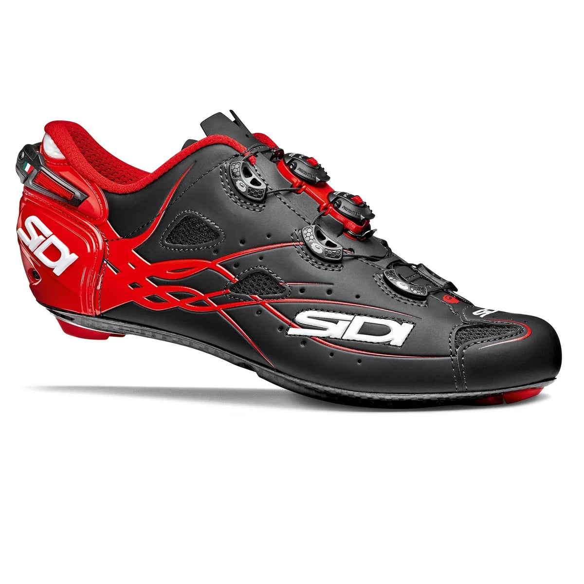 Zapatillas de ciclismo Sidi Shot Matte negro rojo con suela de carbono
