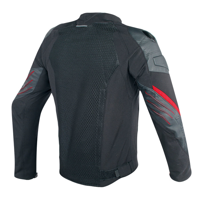 Chamarra para Moto Dainese Mig Leather Tex Negro Rojo