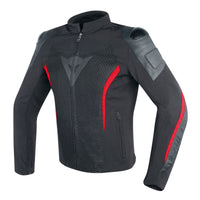 Chamarra para Moto Dainese Mig Leather Tex Negro Rojo