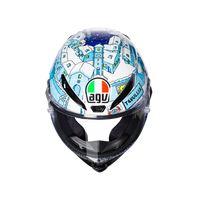 Vista frontal casco AGV Pista GP R Rossi Winter Test 2017