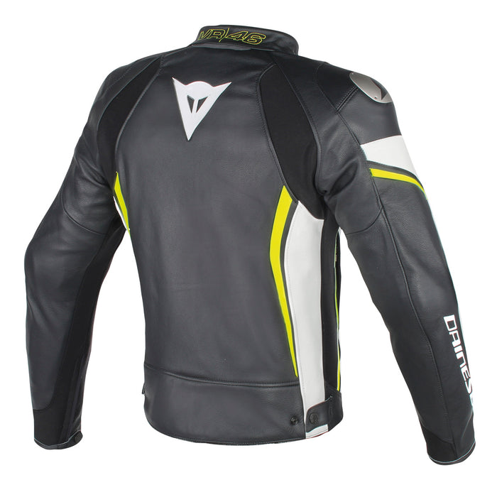 Chamarra para Moto Dainese VR46 D2 Leather Negro Amarillo