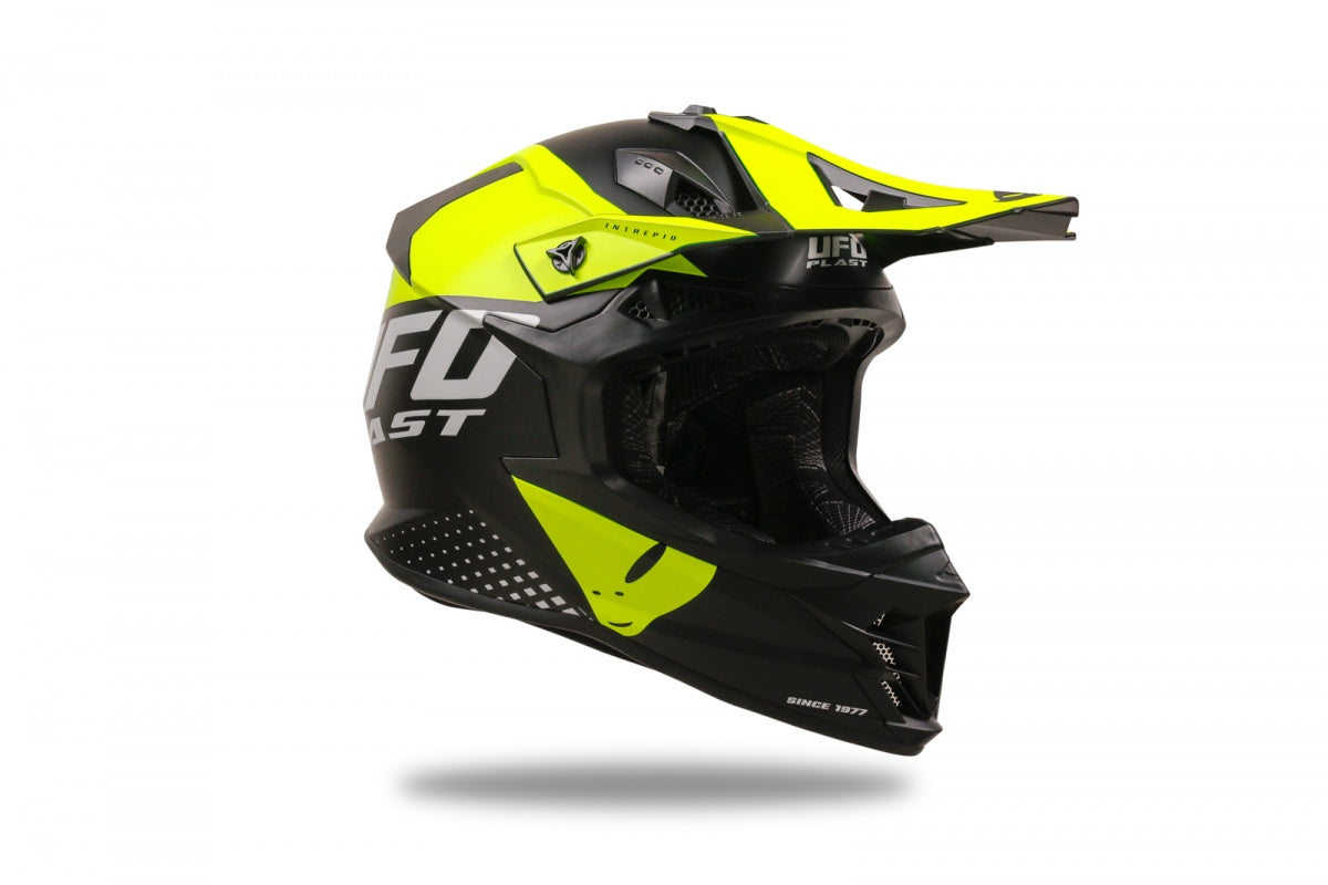Casco UFO Plast Intrepid amarillo flúor para máxima visibilidad en motocross
