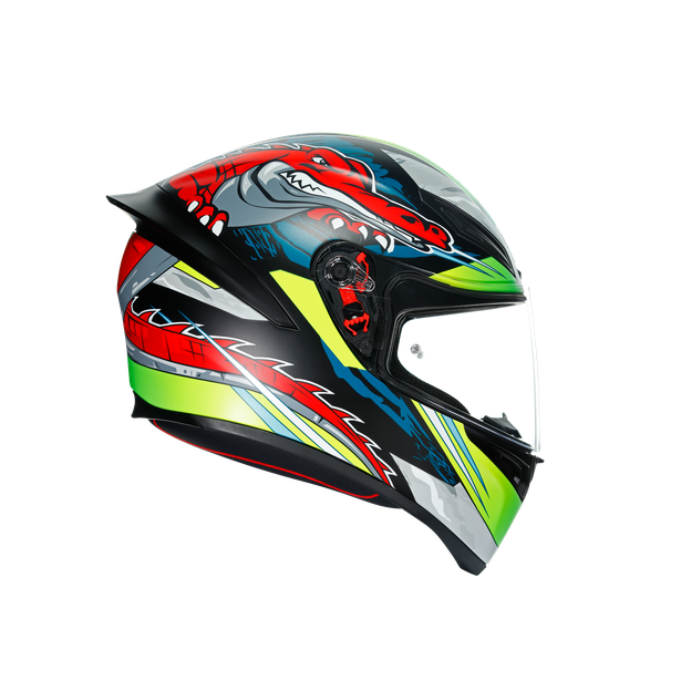 Casco AGV K1 Dundee Matt Lime Red lateral Derecho