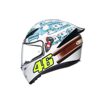 Casco AGV K1 S Rossi Winter Test 2017 lateral izquierdo gráfico amarillo azul
