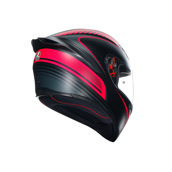 Casco AGV K1 S Warmup negro rosa lateral derecho sistema XQRS visera Ultravision
