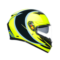 Casco AGV K3 Rossi Phillip Island 2005 lateral derecho sistema XQRS visera Ultravision
