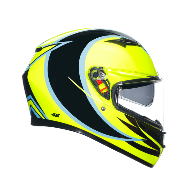 Casco AGV K3 Rossi Phillip Island 2005 lateral derecho sistema XQRS visera Ultravision
