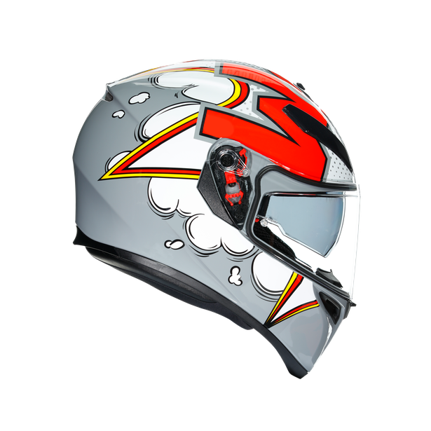 Casco AGV K3 SV Bubble Gris lateral derecho sistema XQRS visera GT2 antirayas
