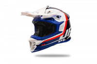 Casco para motocross UFO Plast Intrepid azul blanco vista lateral izquierda