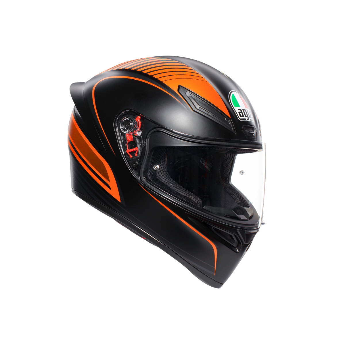 Casco integral AGV K1 S Warmup negro naranja vista frontal
