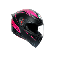 Casco integral AGV K1 S Warmup negro rosa vista frontal
