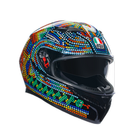 Casco integral AGV K3 Rossi Winter Test 2018 vista frontal negro azul amarillo
