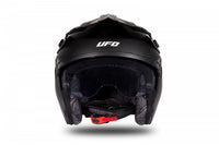Casco jet UFO Sheratan negro rojo mate vista frontal