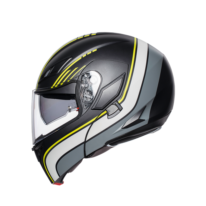 Casco modular AGV Compact ST Boston negro mate lateral izquierdo mentonera cerrada
