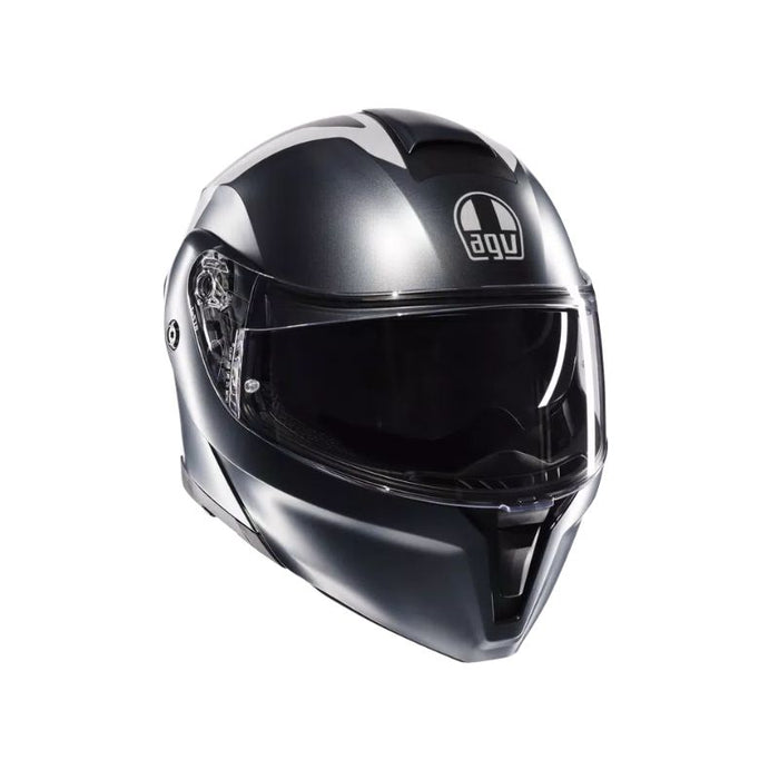 Casco modular para moto AGV Streetmodular Resia gris plata rojo mate