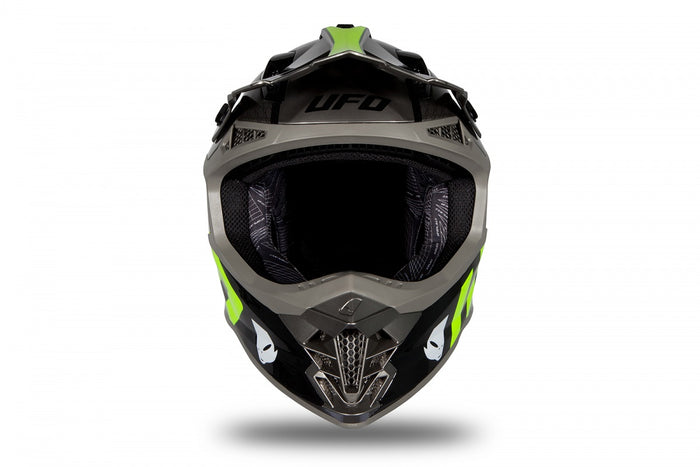 Casco motocross UFO Plast Intrepid gris amarillo brillante 