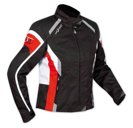 Chamarra para moto A-Pro Butterfly Lady blanca roja impermeable para mujer