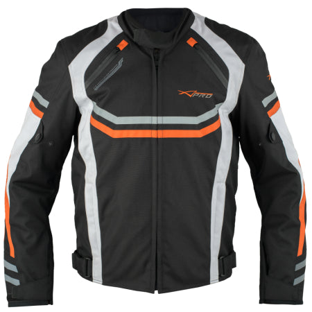 Chamarra para moto A-Pro Mansel Orange impermeable con protecciones CE