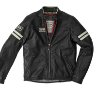 Chamarra para moto SPIDI Vintage Ice Negra de piel premium italiana