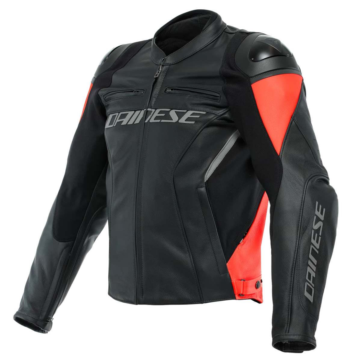 Chamarra para moto Dainese Racing 4 negro rojo flúor de piel premium