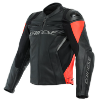 Chamarra para moto Dainese Racing 4 negro rojo flúor de piel premium