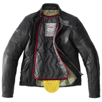 Detalle de piel bovina premium en chamarra SPIDI Vintage Negra