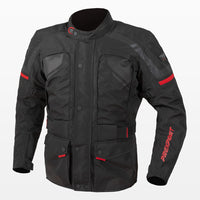 Chamarra para moto Prexport Monaco negra roja impermeable para mujer