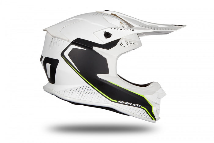 Casco UFO Plast Intrepid blanco diseñado para enduro y motocross