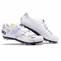 Vista lateral izquierda de zapatillas MTB Sidi para mujer color blanco