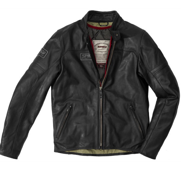 Chamarra para moto SPIDI Vintage Negra de piel italiana premium