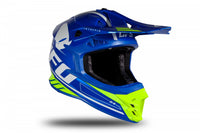 Casco para motocross UFO Plast Intrepid blanco azul amarillo flúor