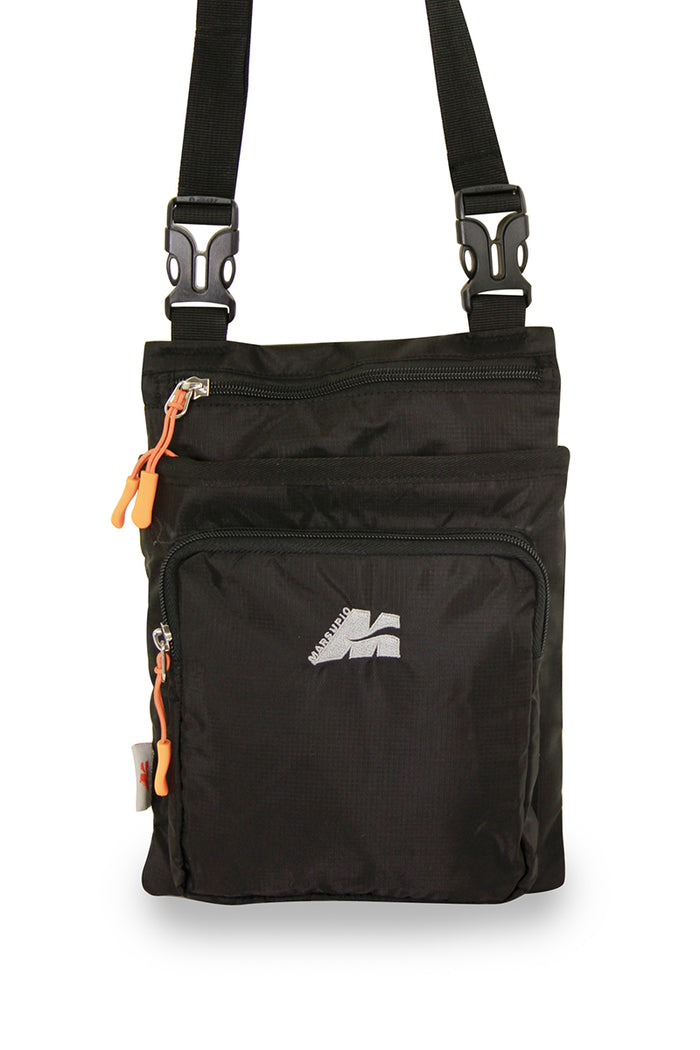 Bolsa cruzada Marsupio Haiti negra compacta para viajes y uso diario