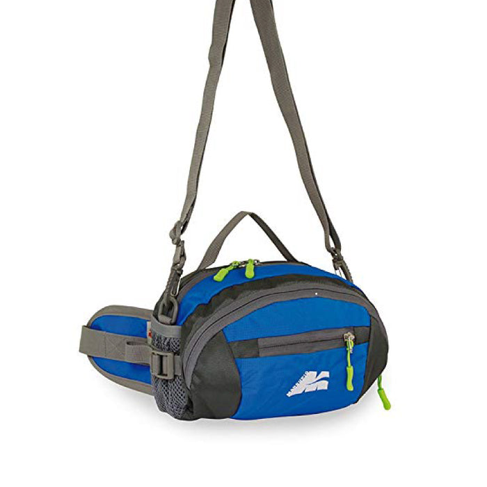 Cangurera Marsupio Plus azul con gris para senderismo, ciclismo y viajes