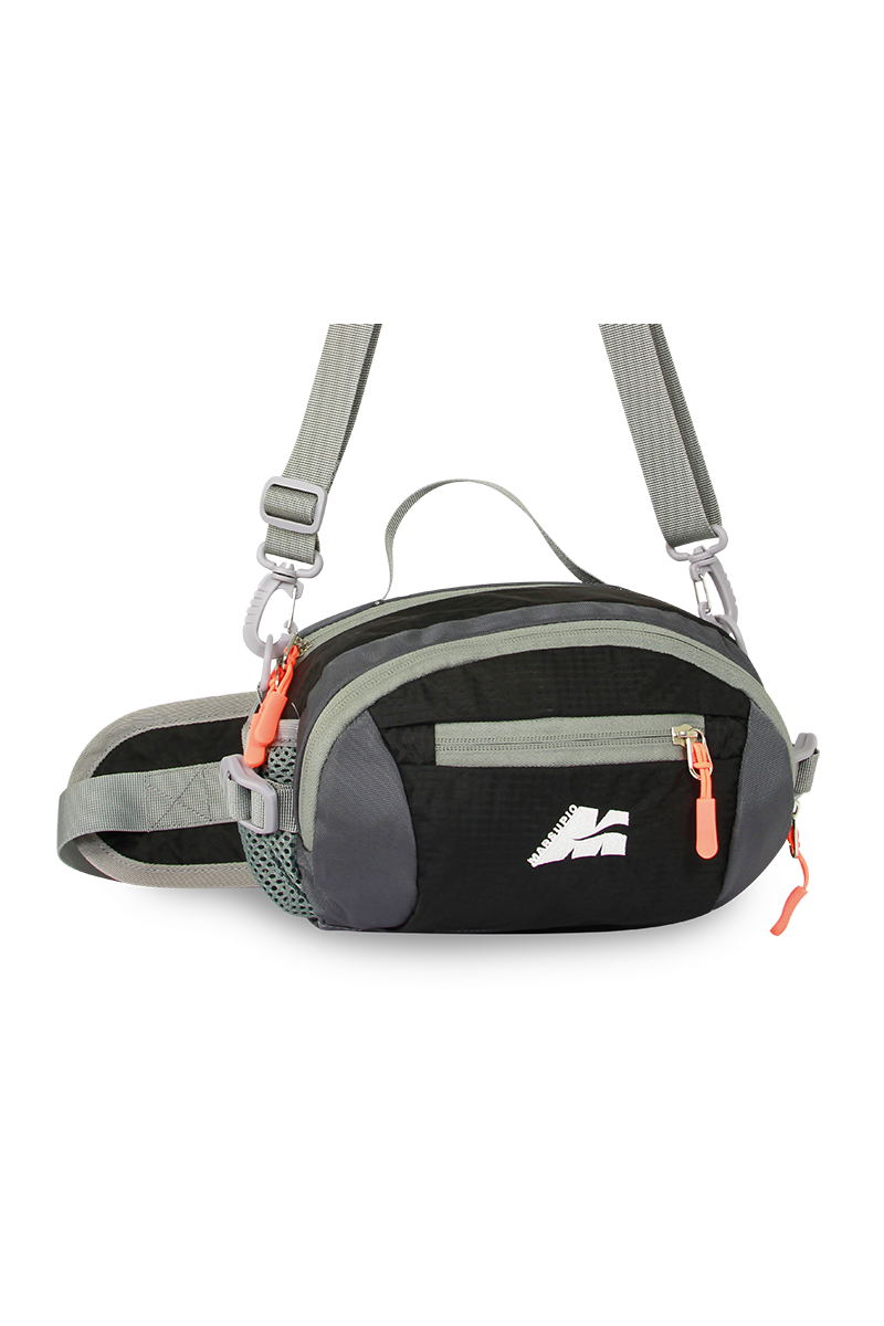 Cangurera Marsupio Plus negra con gris de Nylon HD Ripstop para senderismo y actividades outdoor