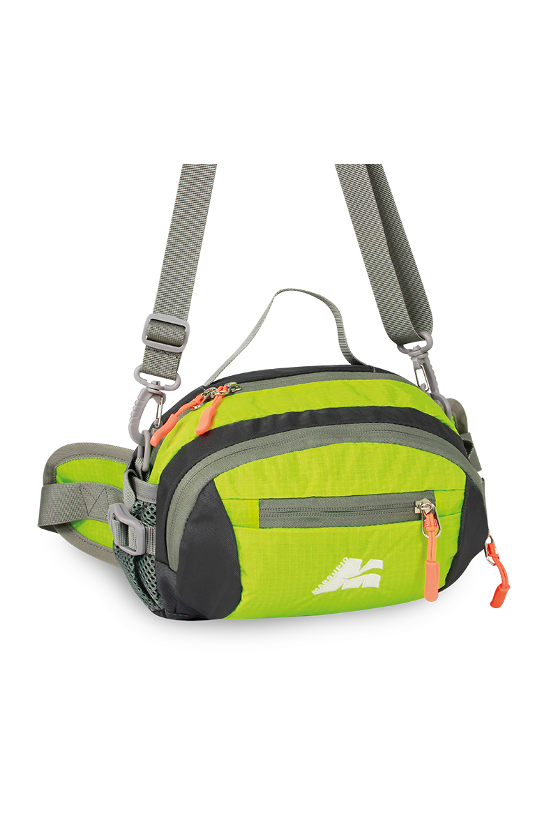 Cangurera Marsupio Plus verde con gris para senderismo, ciclismo y actividades outdoor