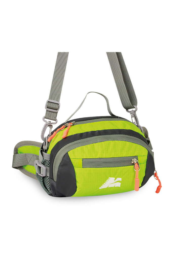 Cangurera Marsupio Plus verde con gris para senderismo, ciclismo y actividades outdoor