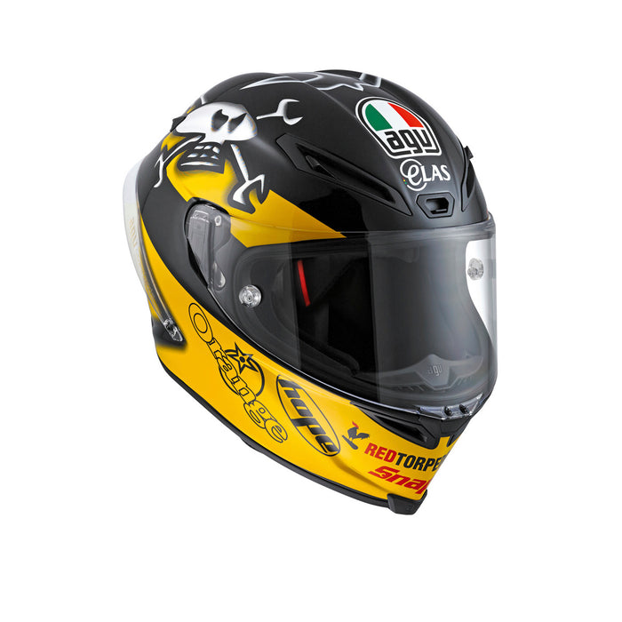 Vista frontal casco AGV Corsa W Guy Martin racing
